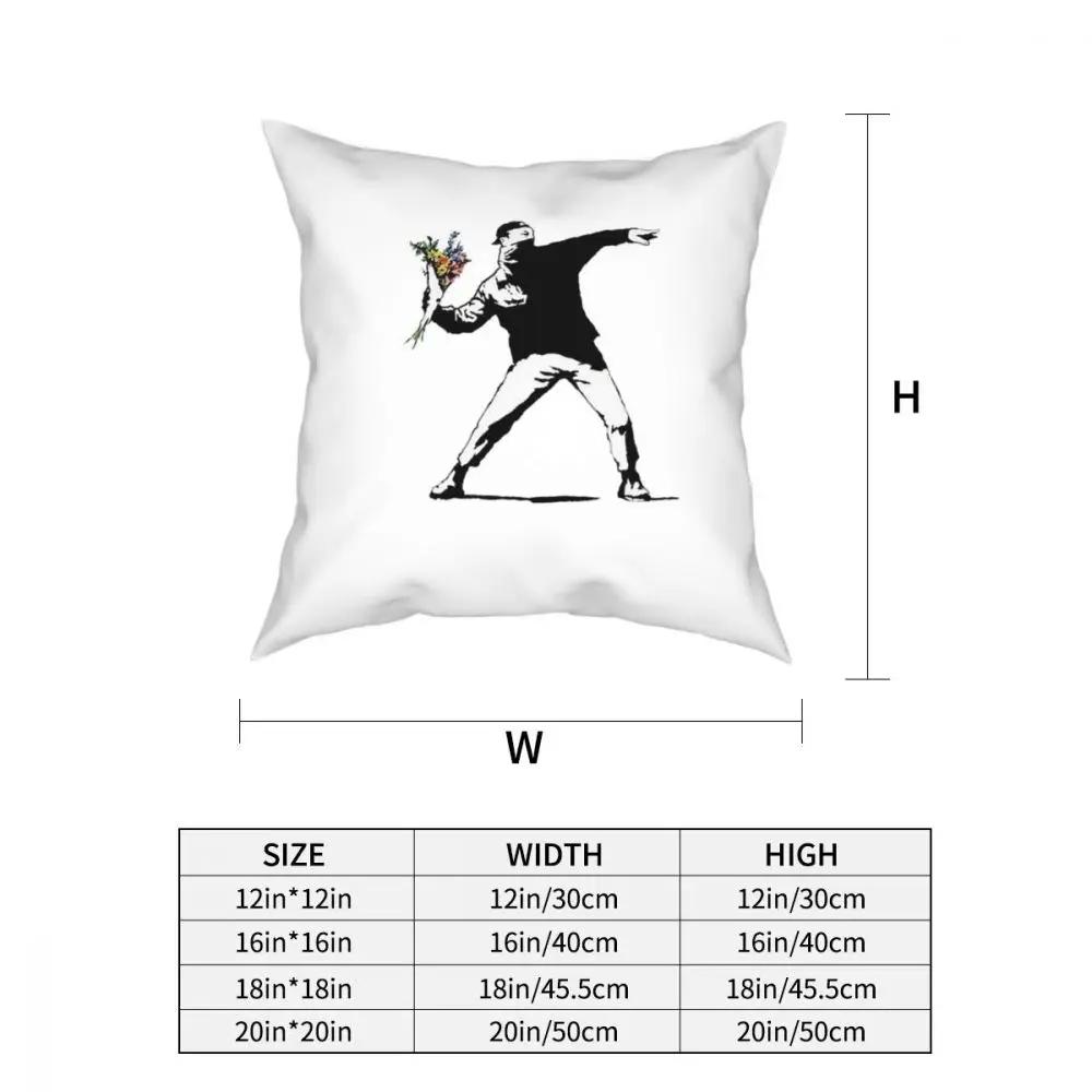 Banksy Flowers Square Pillow Case Cushions for Sofa Bomber Stencil Banksy  Cushion Covers
