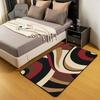 Contemporary Earthy Tone Themed Rug,Red Brown Beige Abstract Wave Non-Slip Floor Mat for Bedroom Living Room Office Decor Carpet