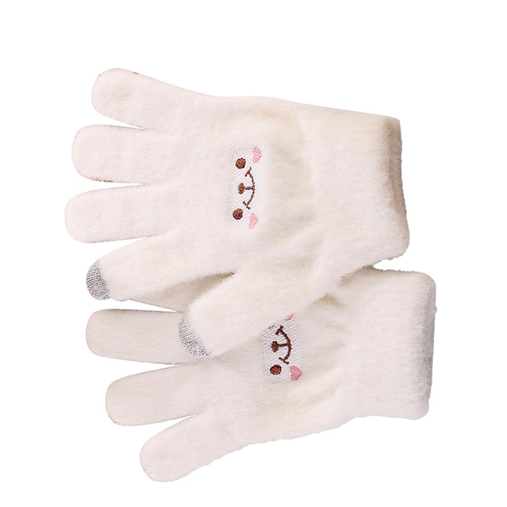 Winter   Glove Smile Face Design Elastic Thermal Warm Knit Glove for Women Girls