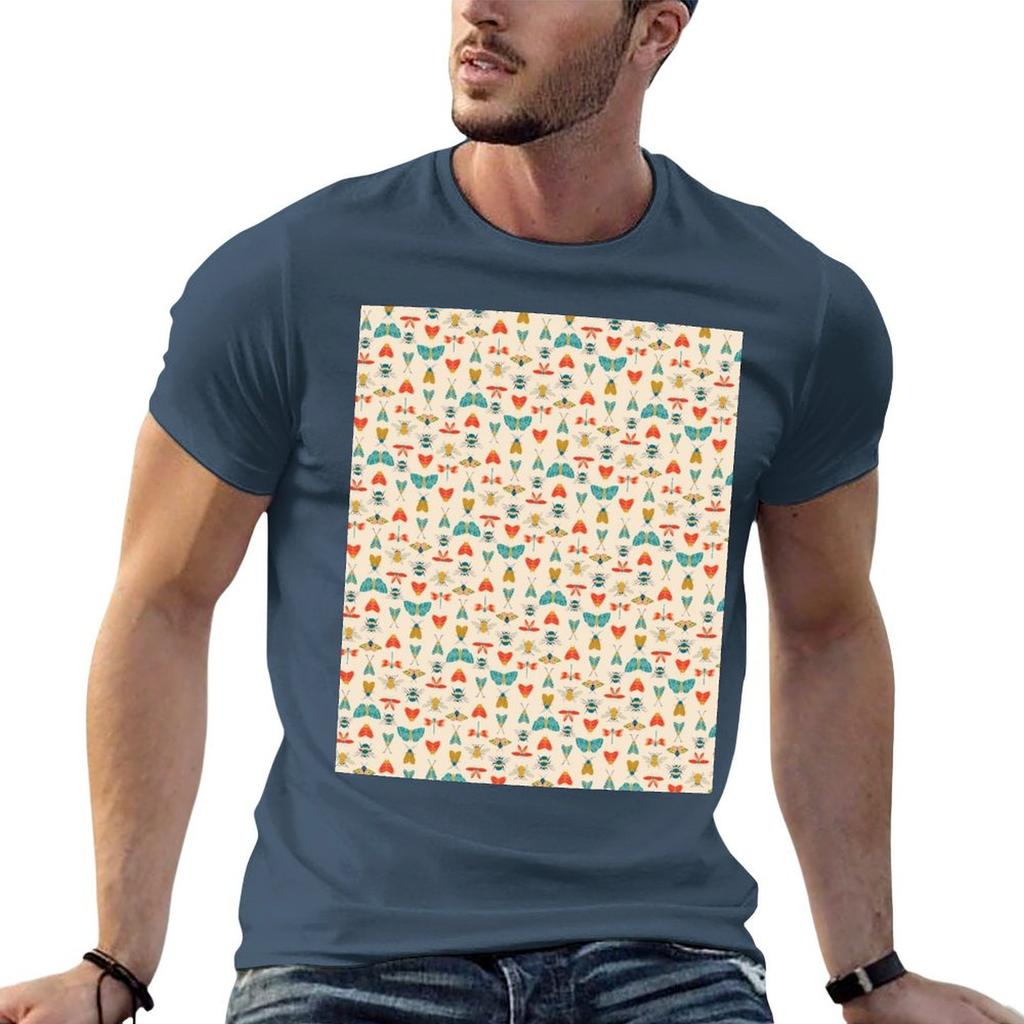 Bugs bees butterflies moths in retro colors stripes TShirt Athletic Quick Dry TShirt for Unisex