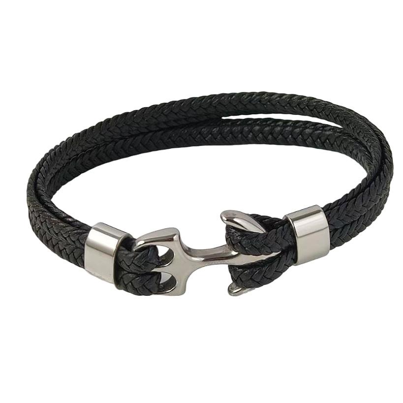 2026 Men's Anchor Bracelet Vintage Woven Leather Rope Multilayer Leather Bracelet