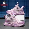Bobodou Girls' Rotating Button Sports Shoes - 2025 Spring/Autumn Waterproof Leather Basketball Shoes for Kids