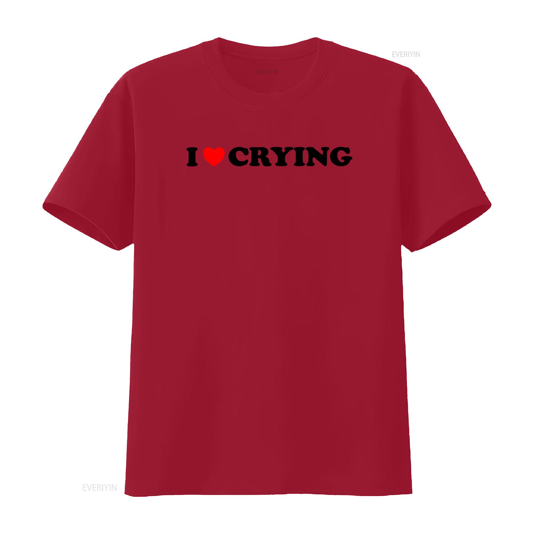 Funny Y2K T Shirt I Love Heart Crying 2000s Style Meme vintage Washed Unisex Comfortable Versatile streetwear fashion Soft S