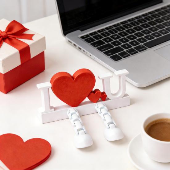 I Love U Figurine with Articulated Legs Movable Joints Love Heart Fidget Toy Wedding Party Desktop Decoration Ornament Valentine's Day Romantic Gift