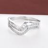 Elegant V-Shaped Wavy Zircon Ring - Simple, Versatile Women's Pure Copper Jewelry