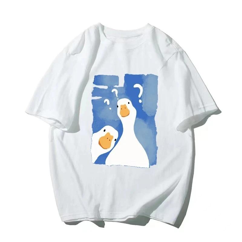 Unisex Tshirt Funny Two Confused Ducks Print Summer Fashion T Shirt Hip Hop Short Sleeve Casual Streetwear Clothing