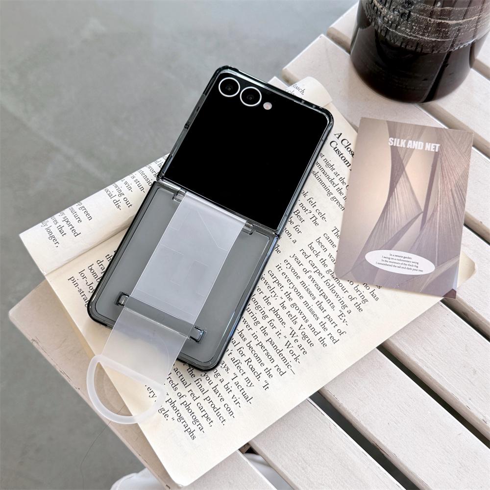 

Transparent Elastic Wrist Strap Phone Case for Samsung Galaxy Z Flip7 Z Flip6 ZFlip 5 Flip7 FE Protective Hard Back Cover Galaxy Z Flip7