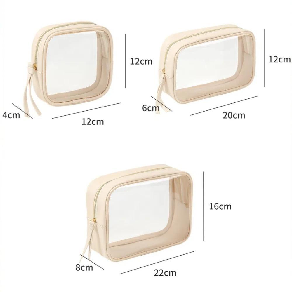 New Waterproof Cosmetic Bag Large Capacity Zipper Closure Toiletry Bag PU Transparent Makeup Bag Travel