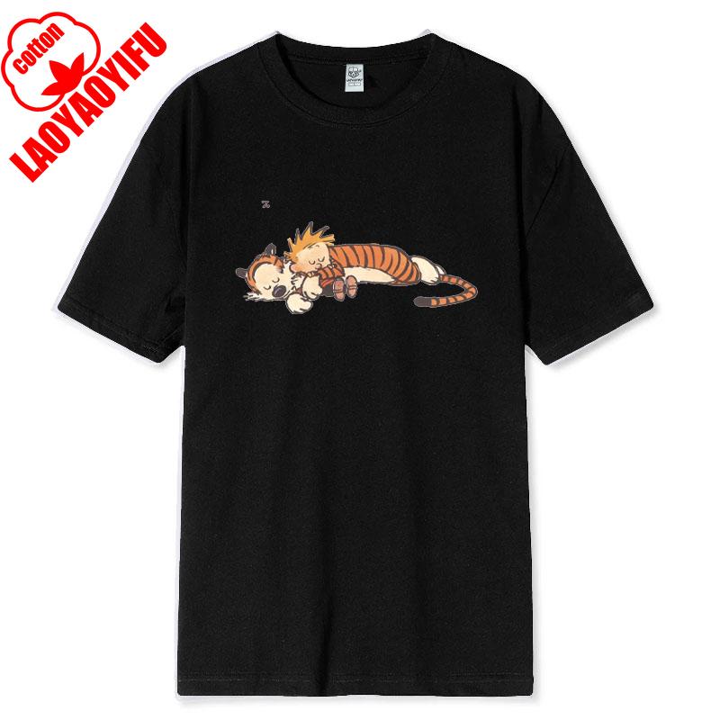 Vintage 90s Calvin Hobbes Tshirt Comic Strip Kawaii Friend Clothes Men Women Simple Casual Fashion Tees High Quality Cotton Tops