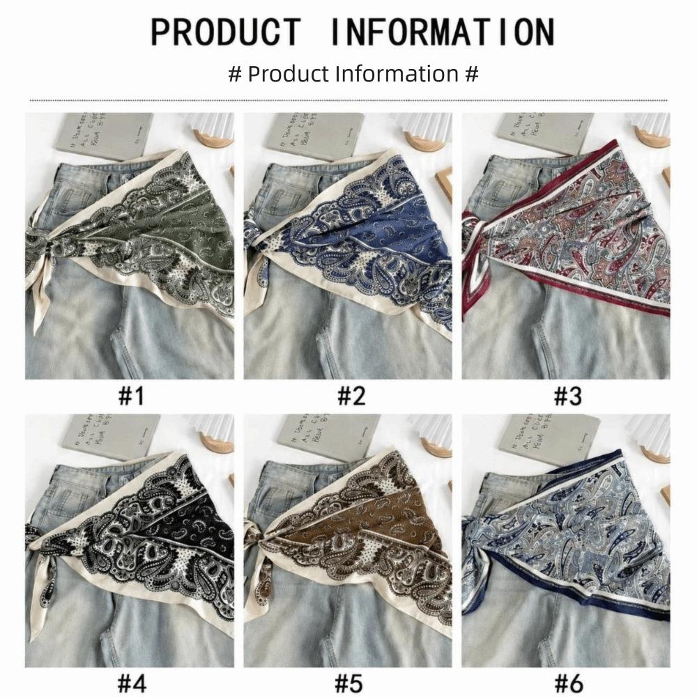 Multi-Functional Triangle Scarf Silk Satin Decorative Headscarf Casual Waist Belt  Women Girls