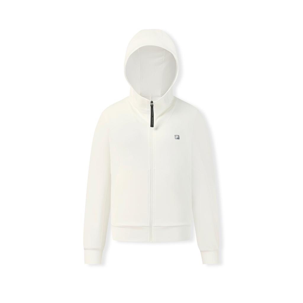 Fila Fitness Minimalist Classic Sports Training Casual Comfortable Versatile Hooded Jacket Women Jackets Cotton-Candy-White A11W611502FIV