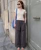 Seutaetigbeullum 2Way Layered Wrap Cargo Wide Pants (Dark Gray)