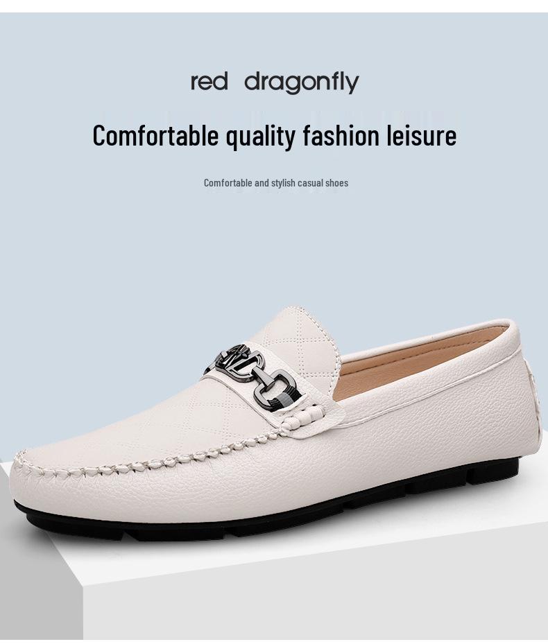 Men's Genuine Leather Slip-On Loafers - Autumn Collection, Casual Work Shoes, Large Sizes Available