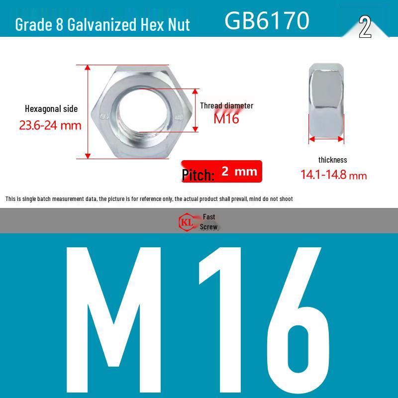 Galvanized Hex Nuts, Flat Washers, Spring Washers in M2-M48, Blue and White Zinc Coated
