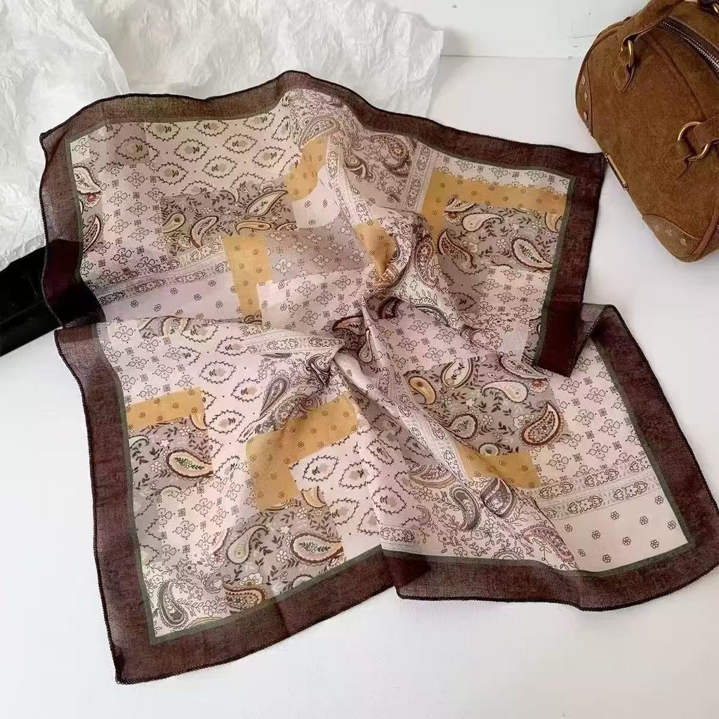 Old money wind cashew nut flower herringbone silk scarf square scarf with shirt shawl scarf versatile high-end scarf