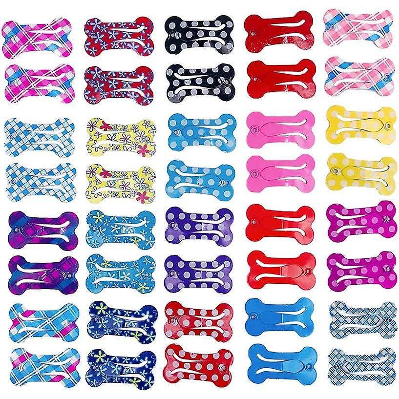 Cute 1" Small Bone Snap Hair Clips Pet Grooming Products Dog Cat Puppy Hair Accessories Random Color Pack of 20