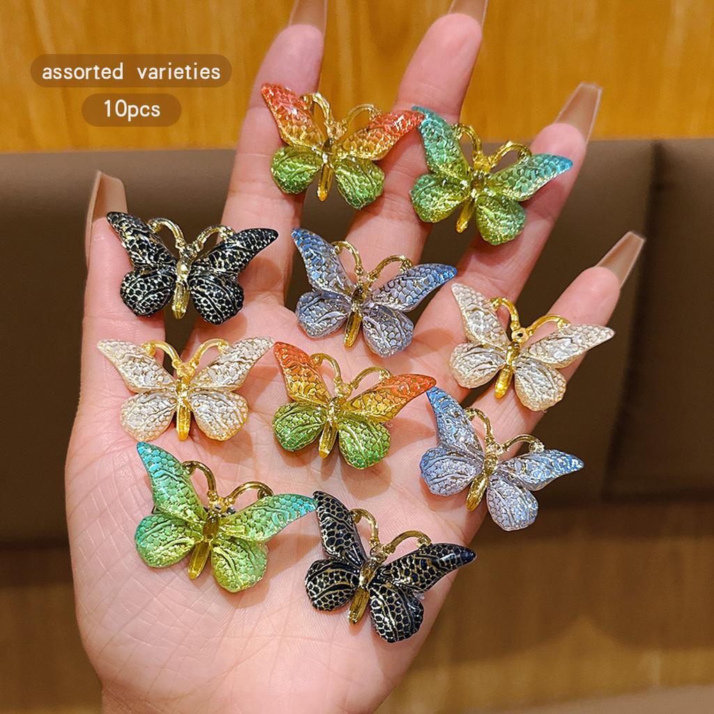 10 colorful random butterfly hair clips for daily use as hair accessories