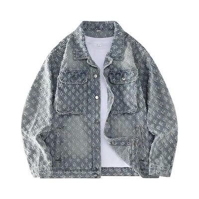 Sonbahar Retro Tasarım Baskılı Denim Ceket - Unisex Bol Kesim Moda Üst