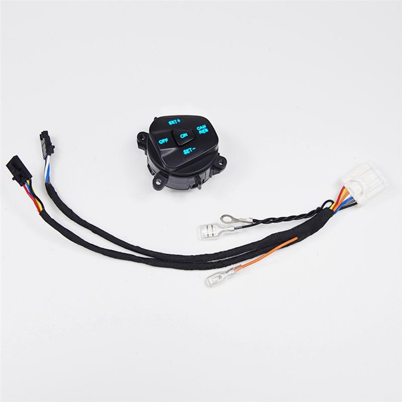 

A28G-Car LED Steering Wheel Right Cruise Control Switch Button With Wiring For Ford Fiesta MK7 Escort Ecosport 2013-2015 Black Blue