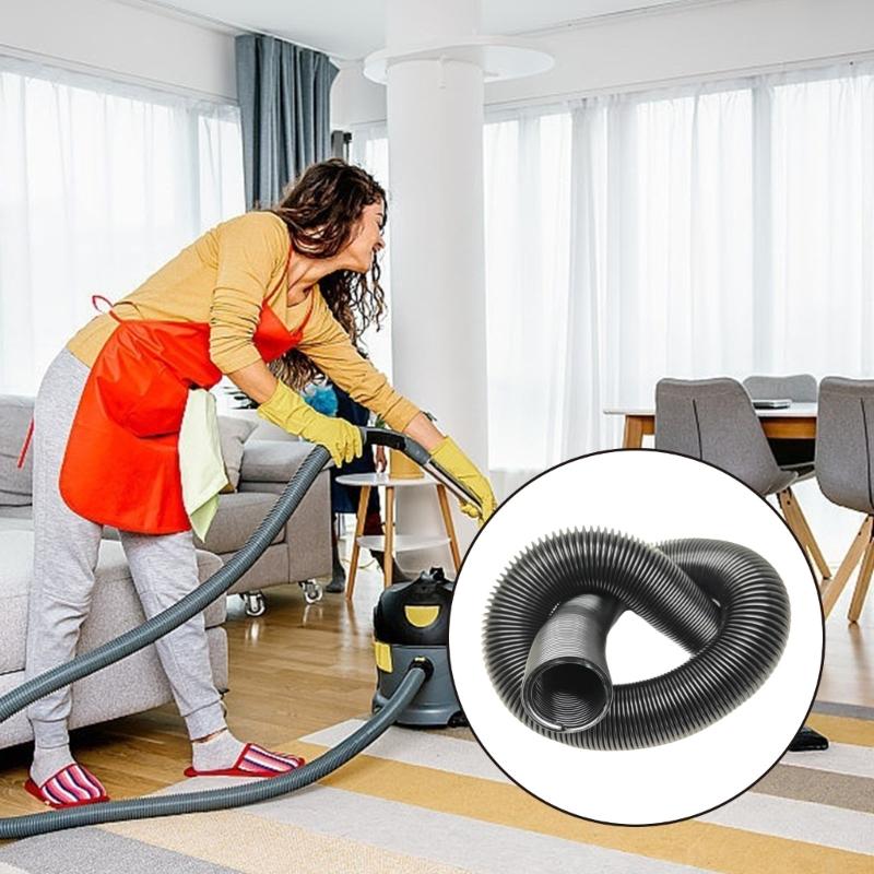 TecTide Heavy-Duty Vacuum Cleaner Hose, 60-210cm Black Flexible Tube, Smooth Lining Dust-Free for Industrial Devices