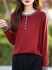 Stylish Women's Color Block Knit Sweater - Round Neck, Long Sleeve, Age-Reducing, Casual Top