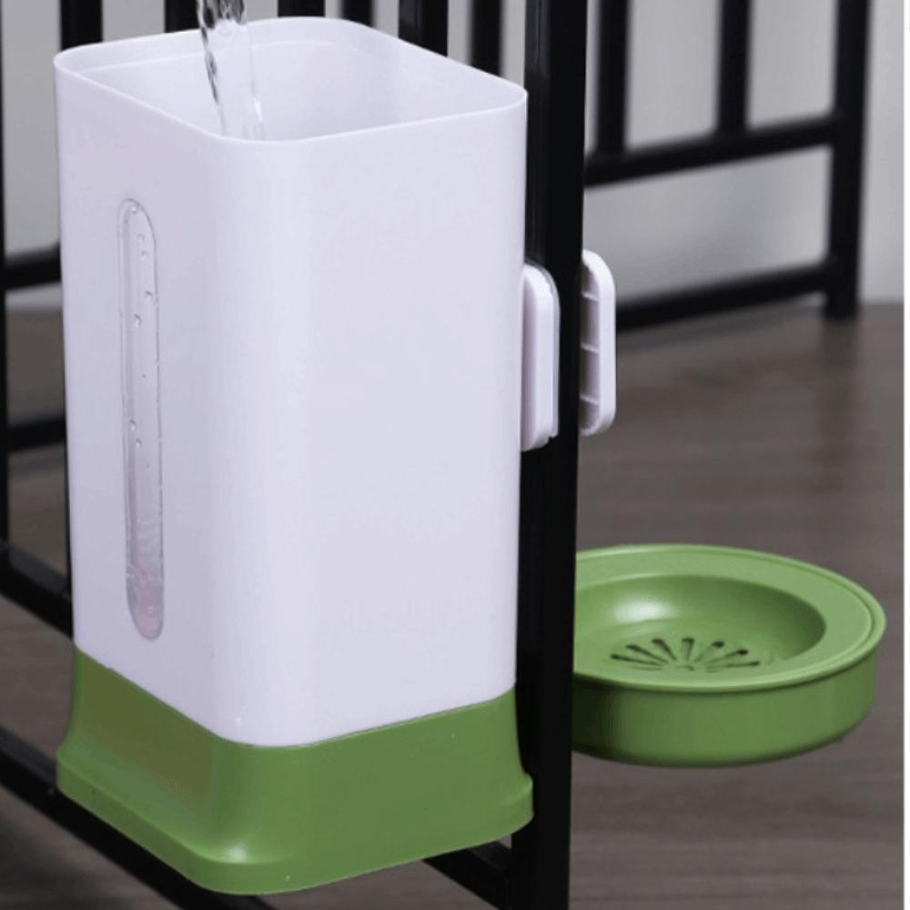 1.5L Dog Water Dispenser Leak-Proof Hanging Crate Water Bowl Automatic Pet Waterer Dog Cage зелёный