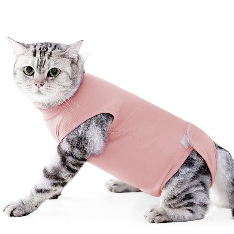 

Escape Proof Pet Surgical Suit Highly Elastic Breathable Recovery Suit for Safe Healing After Operations Lickproof S розовый