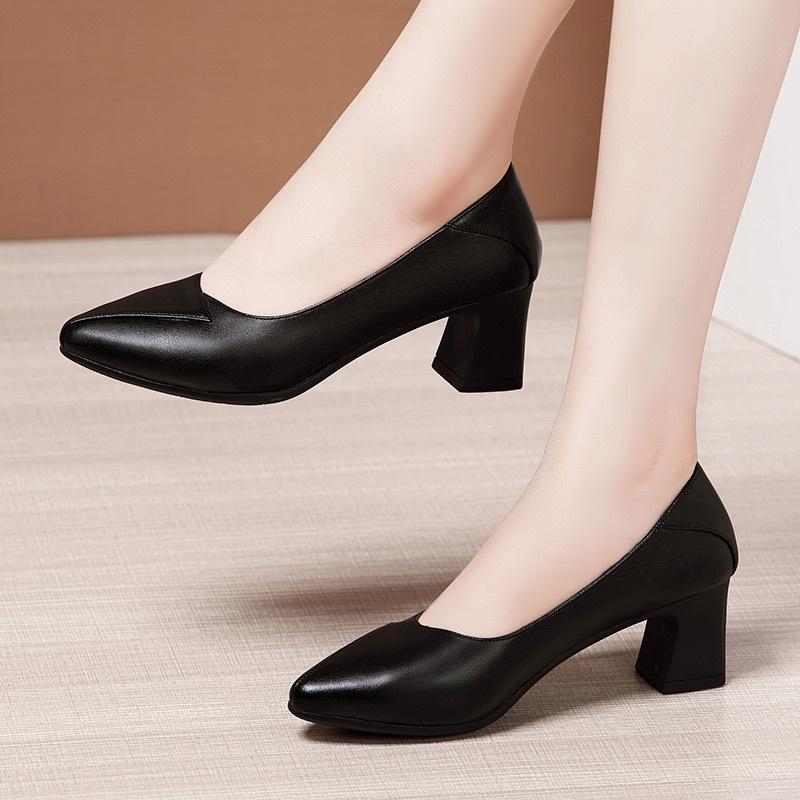 Dámské boty na vysokém podpatku 5,5 cm Kožené špičaté lodičky Módní pohodlné pracovní boty Dámské svatební boty Zapato Mujer