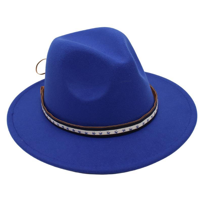 Foreign Trade Retro Top Hat Pentagram Jazz Hat Men'S And Women'S Felt Hat European And American Style Hat Woolen Hat Wool