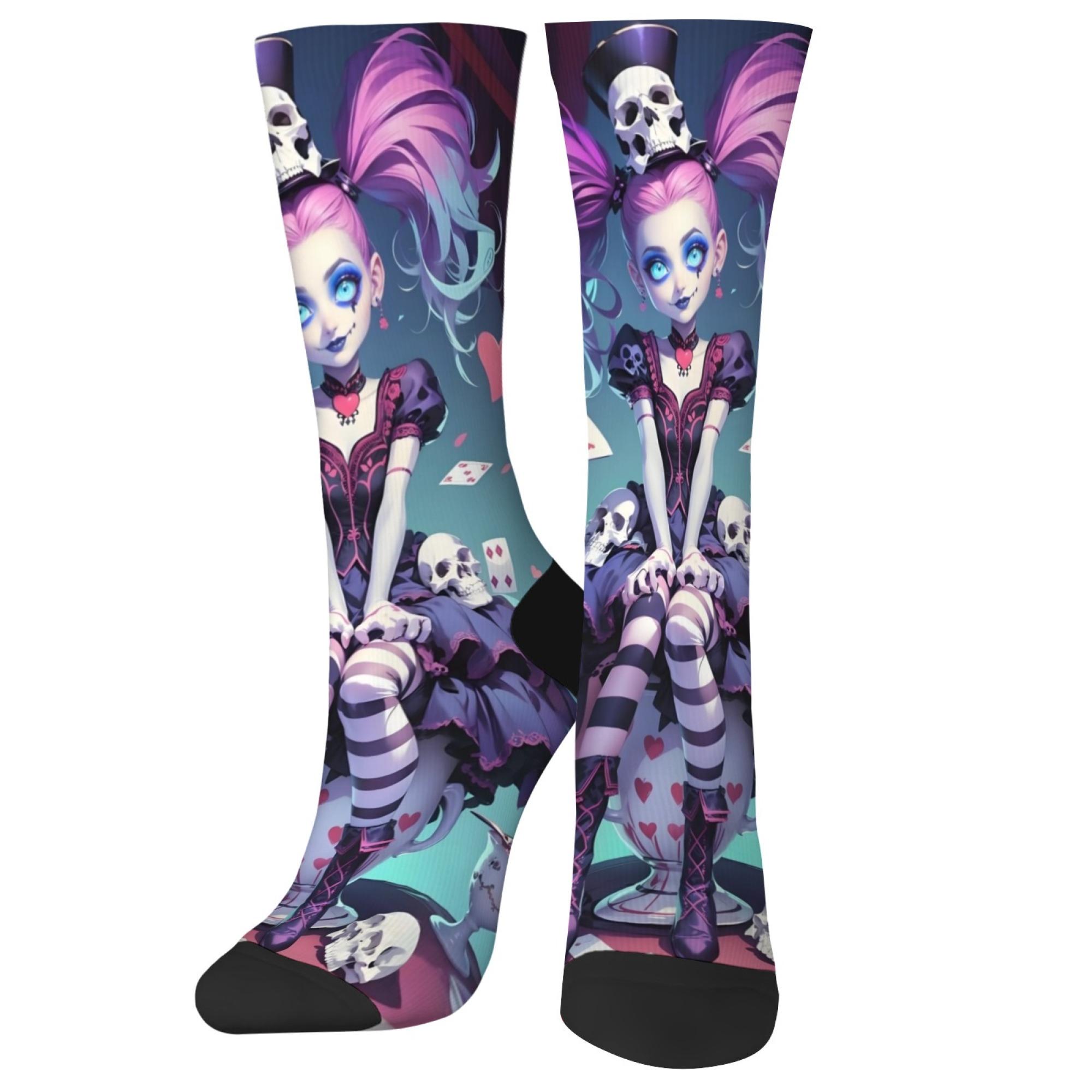 

Носки с изображением девушки-монстра на Хэллоуин, милые, счастливые, уличные, хип-хоп, трендовые, носки, Harajuku Retro, приятные для кожи, дышащие, унисекс, подарок One Size