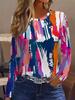 Simple, fashionable, and elegant vacation crew neck long-sleeve T-shirt