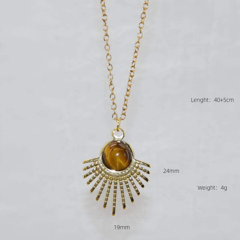 Maillard Tiger Eye Titanium Necklace: Non-Fading, Light Luxury Women's High-End Retro Pendant