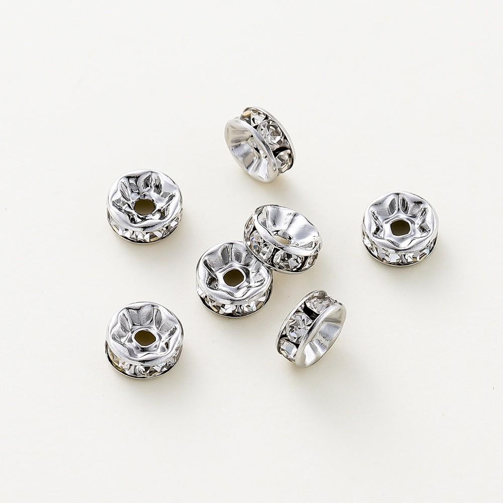 14k/18k Gold Electroplated Rhinestone Ring DIY Jewelry Spacer Beads