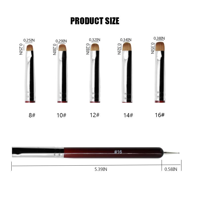 5pcs French Nail Art Brush Dual End Nail Art Dotting Pen Acrylic Drawing Rhinestone Gel Painting Manicure Tool for Beginner 8-16