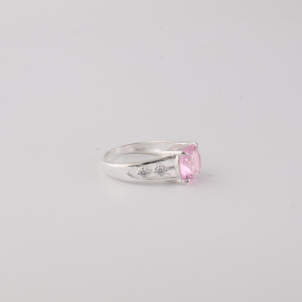 Natural Morganite Gemstone Silver Ring, Women's Wedding Jewelry, 925 Sterling Silver Zircon Ring For Bride CZR-15-9