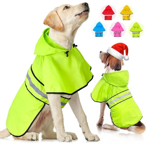 Weesiber Dog Raincoat - Reflective Dog Rain Jacket - Waterproof Dog Rain Coat - Adjustable Dog Poncho - Lightweight Dog Slicker for Dog Walking