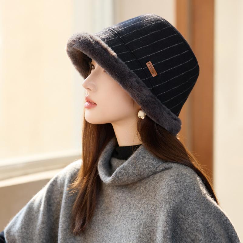 

Осенне-зимняя шляпа женская утолщенная шляпа-ведро с необработанными краями, защита ушей, с широкими полями, теплая шляпа-ведро, шляпа-котелок ONE SIZE