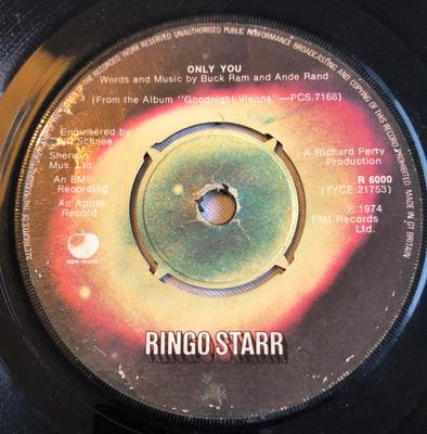 7inch Record RINGO STARR - Only You B/w Call Me R6000 Apple Records 1974 Ireland Rock Used