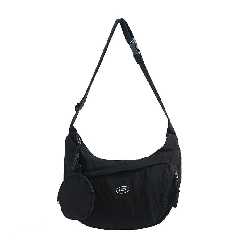 Minimalist Nylon Solid Color Dumpling Bag With Internal Pouch For School And Work
