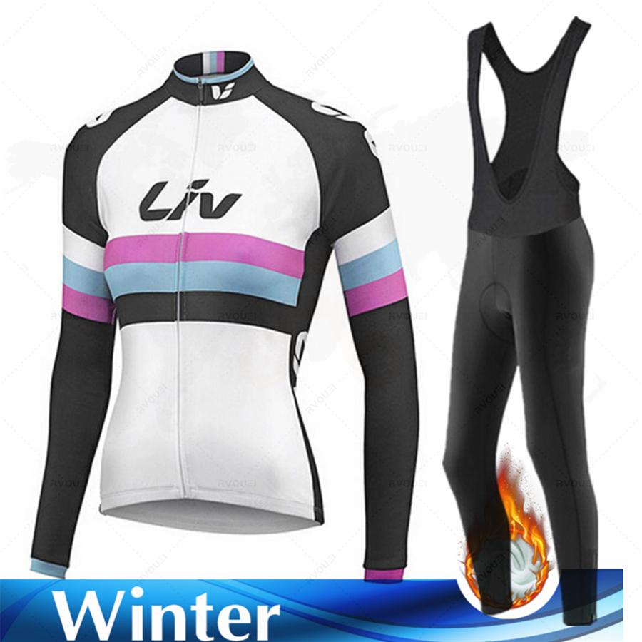 Velvet Warm Cycling Suit Set Women Fashion Long Sleeves Cycling Jersey Set Thermal Fleece Female MTB Road Bike Mallot Ciclismo Hombre