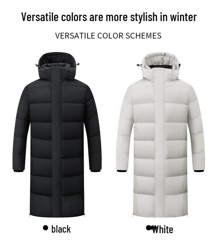 Unisex 80% Down Sports Training Jacket, Knee-Length Winter Coat for Students