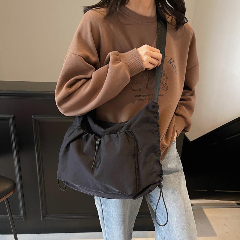Crossbody Bag Women's Large Capacity Dumpling Bag Solid Color Shoulder Bag Student Class Bag