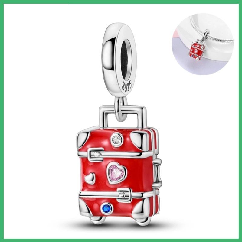 925  Silver Box of Strawberries Charms Pendant with Cubic Zirconia,Fit DIY Bracelet Necklace Gift for Her,Colgante Plata