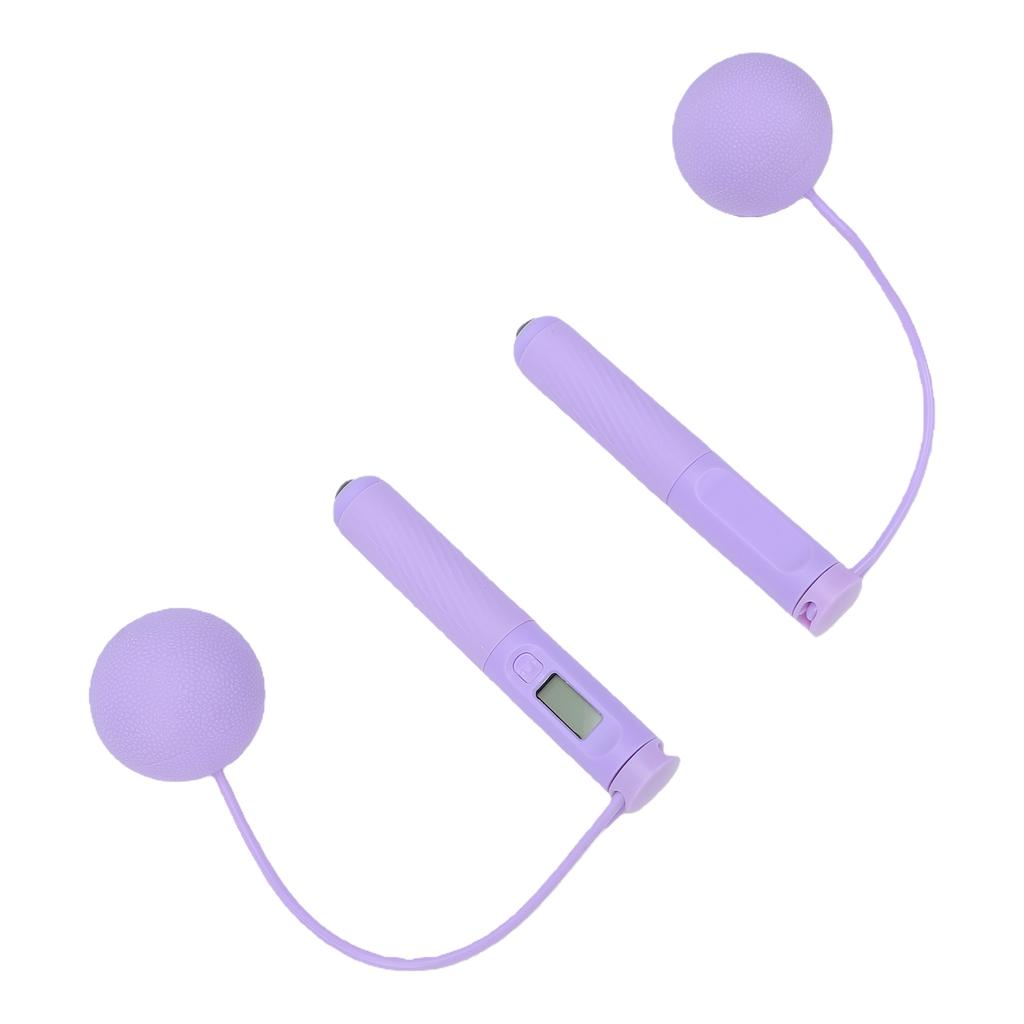 Cordless Jump Rope with Counter Weighted Ball Magnetic Bead Handle Skipping Rope for Indoor Fitness Purple
