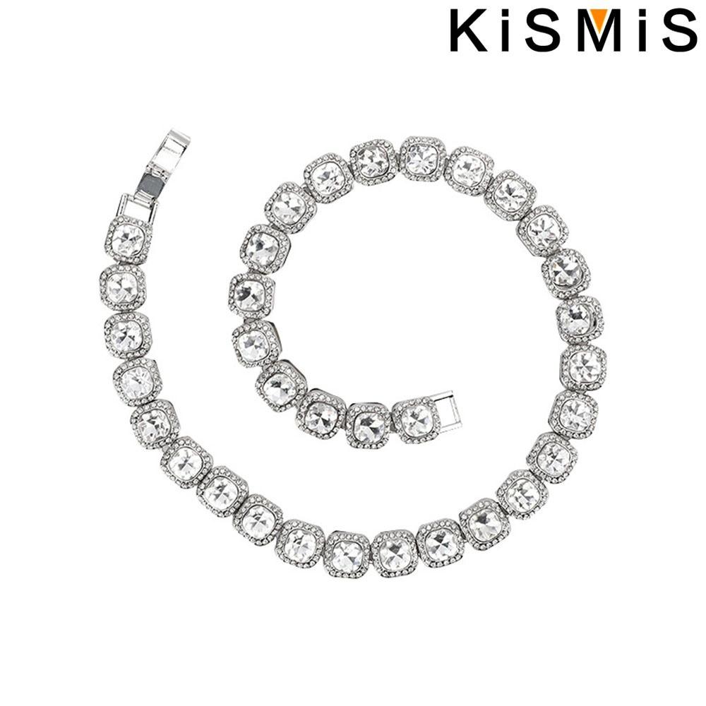

1PC Men s Glass Necklace 55cm Square Heavy Metal Punk Chain Gold Black Silver Cuban Style Fashion Jewelry серебряный