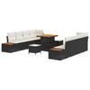Ensemble de Canapés de Jardin de 11 Pièces avec Coussins Noir Poly Rotin Acacia, Ensemble de Salle à Manger de Jardin 3 3362885