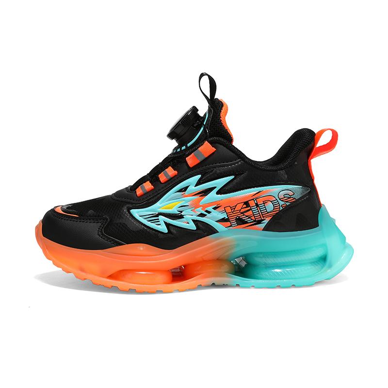 

28-39Spring and Autumn Children s Sports Shoes Waterproof PU Leather Surface Rotating Button Outdoor Sports Shoes 39 чорний/помаранчевий
