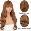 XINRAN Long Wavy Wigs for Black Women African American Synthetic Hair Pink Brown Wigs with Bangs Heat Resistant Wig
