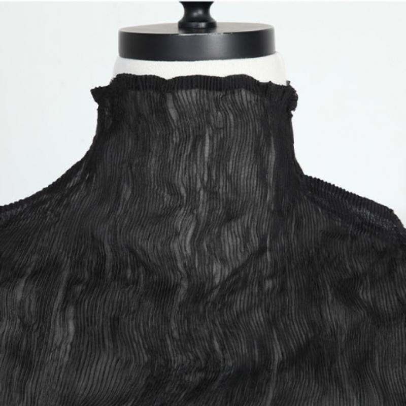 Shiz Madam Sheer Pleated Turtleneck Top T56911