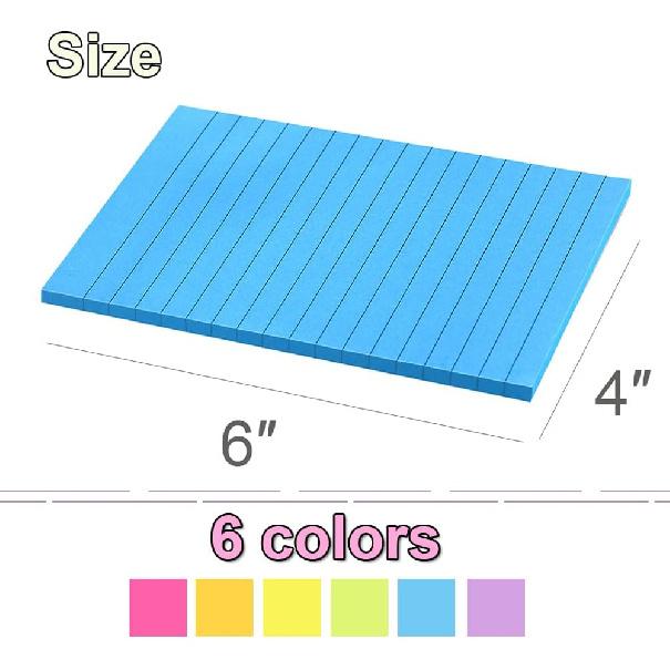 (12 Pack) Lined Sticky Notes 4x6 in,Large Notepads with Lines,Ruled Stickies Super Sticking Power,Office School Memo Note Pads Bright Colors,Post on
